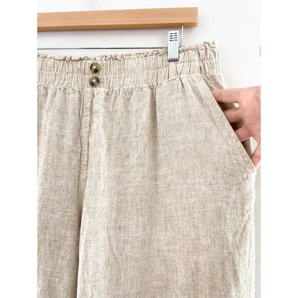 Briggs Women's Linen Blend Wide Leg Crop Pants sz XL Paperbag Waist High Rise - Picture 4 of 8